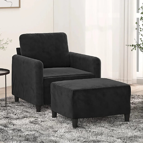 vidaXL Fauteuil avec repose-pied Noir 60 cm Velours