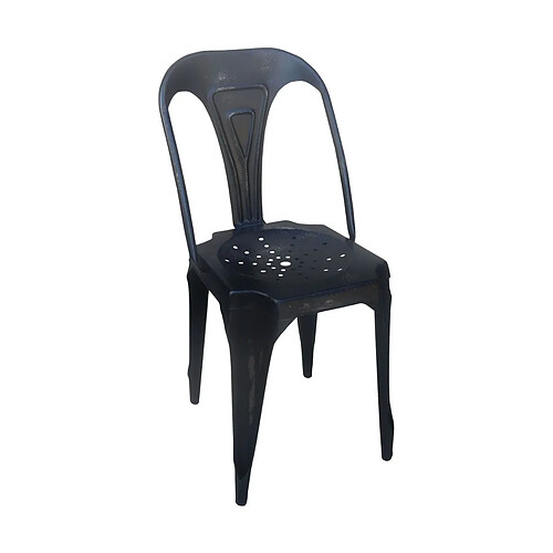 Antic Line Creations Chaise Vintage en métal Noir.