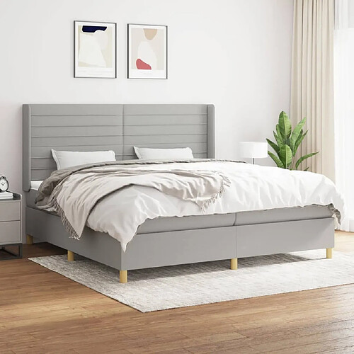 Maison Chic Lit Adulte - Lit simple Lit à sommier tapissier avec matelas moelleux - Meuble de Chambre - Gris clair 200x200cm Tissu -MN51669