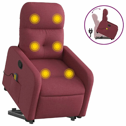 Maison Chic Fauteuil Relax pour salon, Fauteuil inclinable de massage Rouge bordeaux Tissu -GKD29792