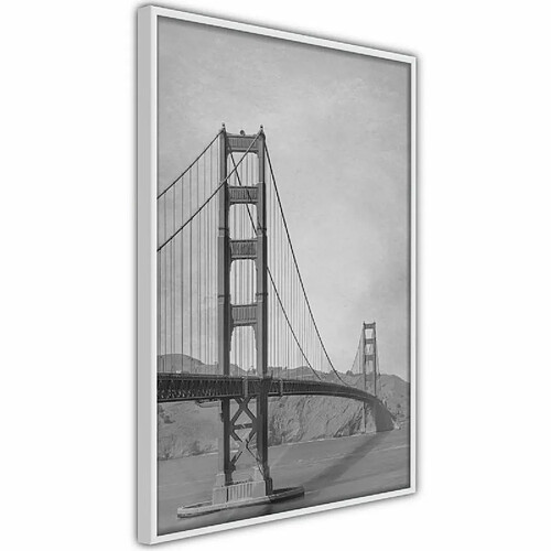 Paris Prix Affiche Murale Encadrée Bridge in San Francisco II 40 x 60 cm Blanc