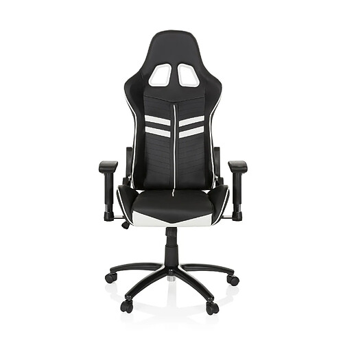 Chaise gaming / Chaise de bureau LEAGUE PRO simili cuir noir / blanc hjh OFFICE