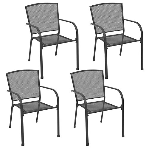 Maison Chic Lot de 4 Chaises d'extérieur,Fauteuil jardin Design maillé Anthracite Acier -GKD75206