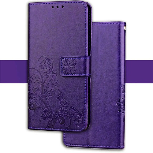 Wewoo Housse Coque Pour HuGlory 10 Lite Pressé Fleurs Etui en cuir Flip avec boucle magnétique et titulaire fentes pour cartes portefeuille (Violet)