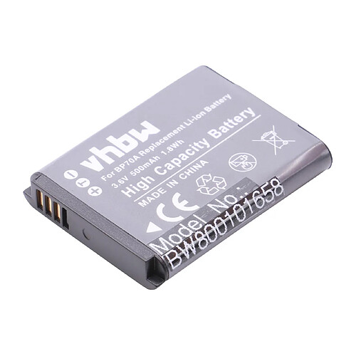 Vhbw Batterie Li-Ion 500mAh pour appareil photo SAMSUNG, remplace le modèle BP70a, BP-70a