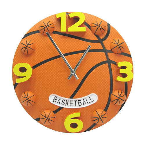 horloge murale de basket-ball pour chambre de garçons décorative