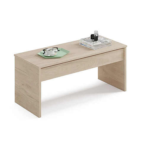 Pegane Table basse relevable coloris effet bois - Hauteur 47-58 x Longueur 100 x Profondeur 50 cm