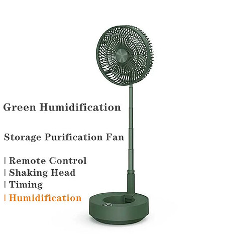 Universal Ventilateur de purification électrique pliable Ventilateur de refroidissement d'air Télécommande d'humidification 5 Ventilateur de recharge télescopique à vitesse du vent