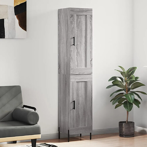 vidaXL Buffet haut Sonoma gris 34,5x34x180 cm Bois d'ingénierie