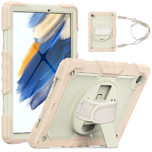 Coque en silicone avec béquille pivotante et bandoulière or rose pour votre Samsung Galaxy Tab A8 10.5 (2021) Wi-Fi SM-X200/LTE SM-X205