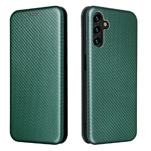 Coque en TPU + PU texture en fibre de carbone avec support magnétique, porte-carte vert pour votre Samsung Galaxy A13 5G