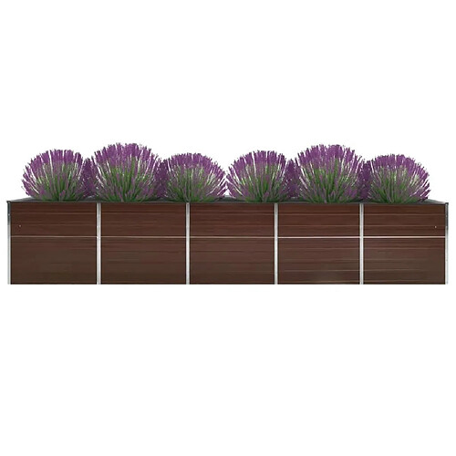 Maison Chic Jardinière,Lit surélevé de jardin - Bac à fleurs - pot de fleur Acier galvanisé 400x80x45 cm Marron -GKD14878