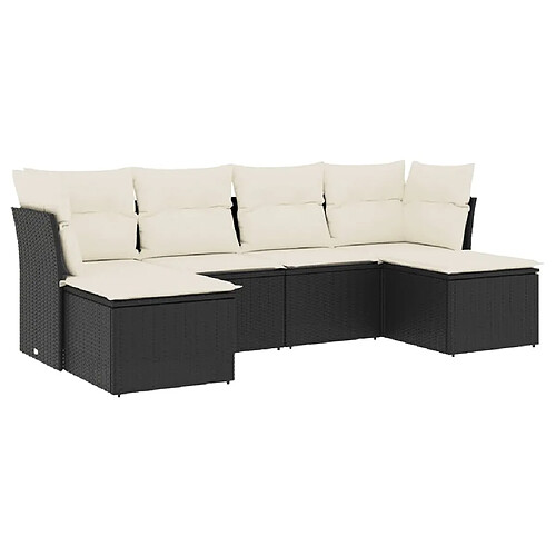 Maison Chic Salon de jardin 6 pcs avec coussins | Ensemble de Table et chaises | Mobilier d'Extérieur noir résine tressée -GKD64559