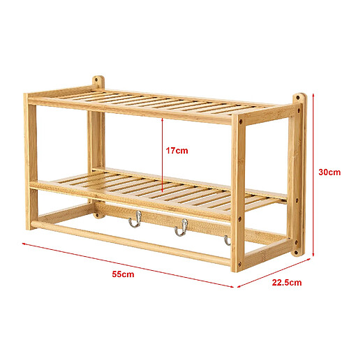 Helloshop26 Étagère murale pour salle de bain bambou 30 x 55 x 22,5 cm naturel 03_0007046