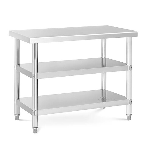 Helloshop26 Table de travail inox - 100 x 60 x 5 cm - 185 kg - 2 tablettes 14_0007332