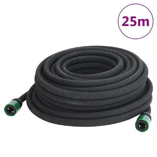 vidaXL Tuyau d'arrosage de jardin noir 0,6" 25 m caoutchouc