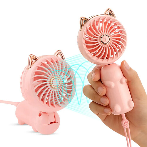 Mini Ventilateur Portable Avec Batterie Rechargeable Pour Filles/Femmes / Enfants En Plein Air (Rose)