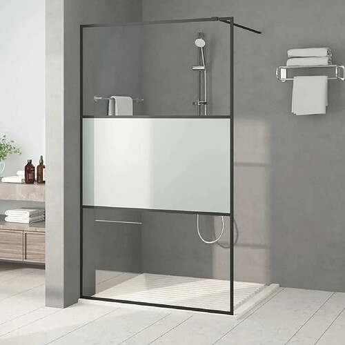 Maison Chic Paroi de douche | Écran de douche | Cloison de douche Noir 115x195 cm Verre ESG demi-dépoli -GKD58703