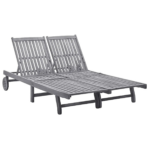 Maison Chic Chaise longue, Transat, Bain de Soleil 2 places bois d'acacia massif