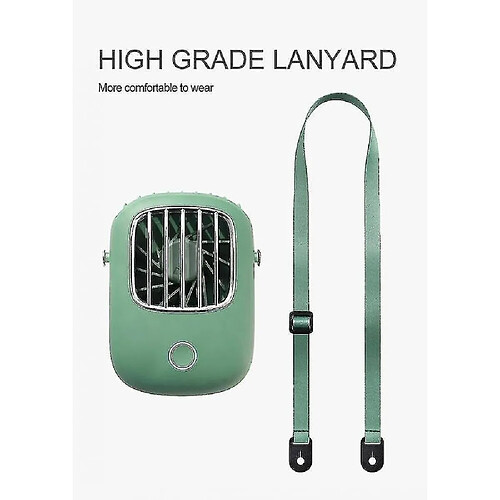 Nouveau Ventilateur de Cou Suspendu Portable Mini Ventilateur de Refroidissement à Air Réglable à 3 Vitesses Ventilateur Mains Libres Extérieur (vert) Re