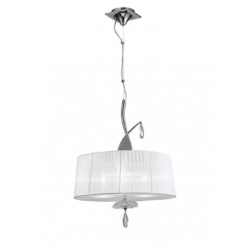 Luminaire Center Suspension Louise Chrome poli 3 ampoules 65cm