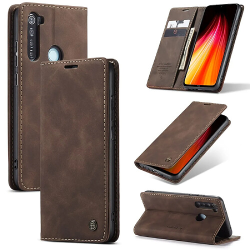 Caseme Etui en PU + TPU auto-absorbé avec support café pour votre Xiaomi Redmi Note 8