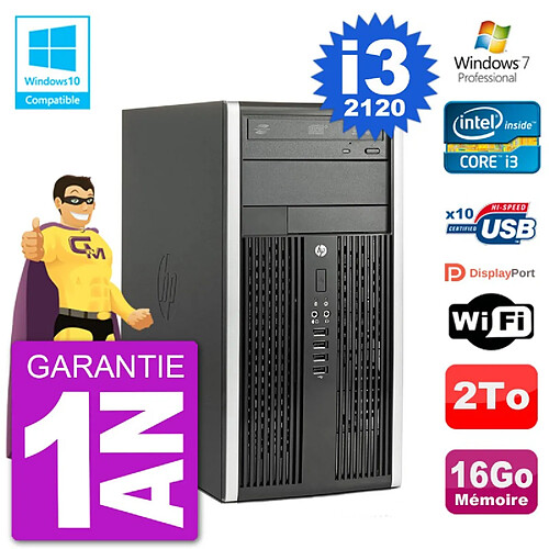 PC HP 6300 MT Intel Core I3-2120 RAM 16Go Disque 2To Graveur DVD Wifi W7 · Occasion