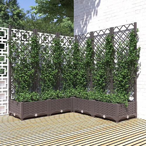 vidaXL Jardinière avec treillis Marron 120x120x121,5 cm PP