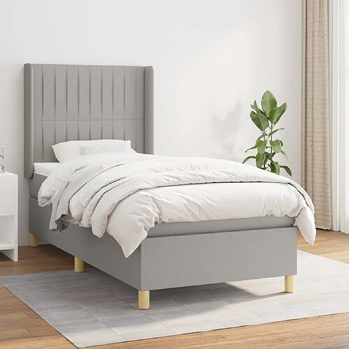 Maison Chic Lit Adulte - Lit simple Lit à sommier tapissier et matelas moelleux - Meuble de Chambre - Gris clair 90x190 cm Tissu -MN75416