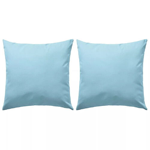 Decoshop26 Lot de 2 coussins oreiller pour extérieur décoration jardin 45 x 45 cm bleu clair DEC020098