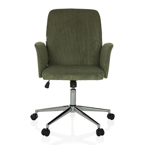 Chaise de bureau / Chaise pivotante / Chaise coque SOLAO CORD tissu vert foncé hjh OFFICE