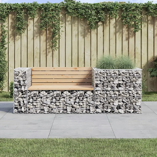 vidaXL Banc de jardin avec panier en gabion bois massif de pin