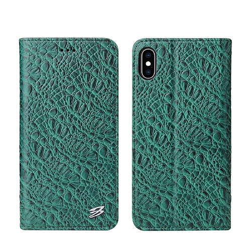 Wewoo Housse Coque Pour iPhone XR Crocodile Texture PC + TPU en cuir à rabat horizontal avec support et fentes cartes et portefeuille vert