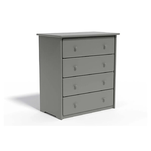 DECOPIN commode 4 tiroirs en bois massif thio - graphite uni