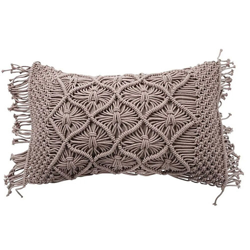 Thedecofactory MACRAME - Coussin macramé en coton tressé violet clair 30x50