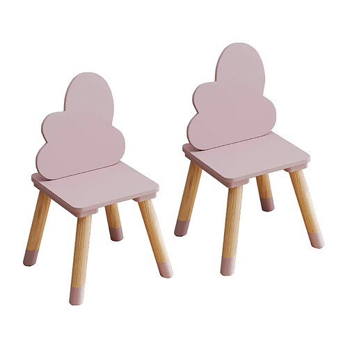 Mobili Rebecca Chaises pour enfants Rebecca Mobili Pirasa 50x25x25 MDF Pin Rose Marron ENSEMBLE 2 pcs