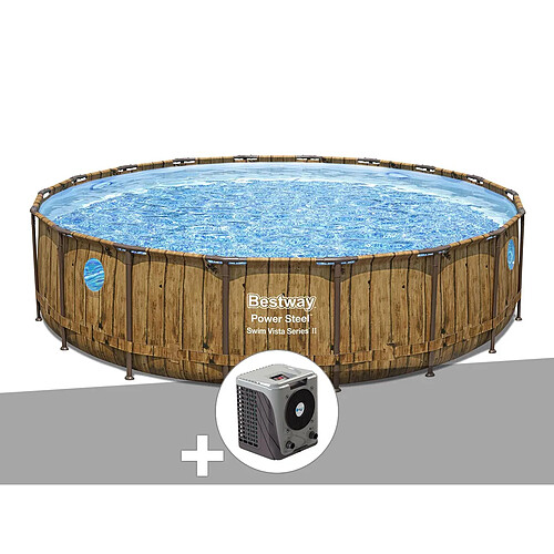 Kit piscine tubulaire ronde Bestway Power Steel avec hublots 5,49 x 1,22 m + Pompe à chaleur