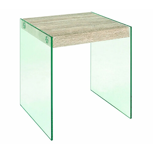 Pegane Table d'appoint en tube d' acier Coloris Chêne clair, Dim : L40 x P35 x H35 cm