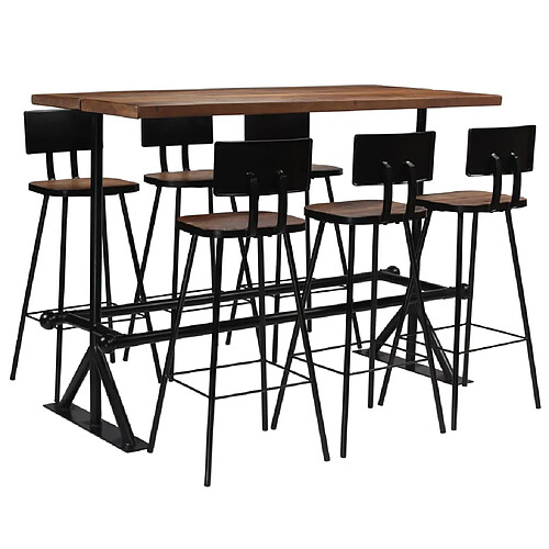 vidaXL Mobilier de bar 7 pcs Bois de récupération massif