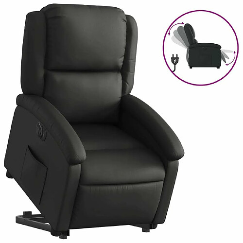 Maison Chic Fauteuil Relax pour salon, Fauteuil inclinable électrique noir cuir véritable -GKD72991