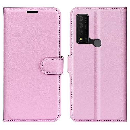 Etui en PU texture litchi avec support, rose pour TCL 30 V 5G