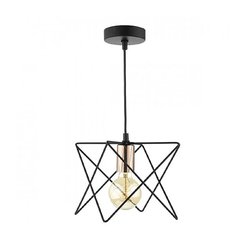 Luminaire Center Suspension Midi noir mat et cuivre poli 1 ampoule