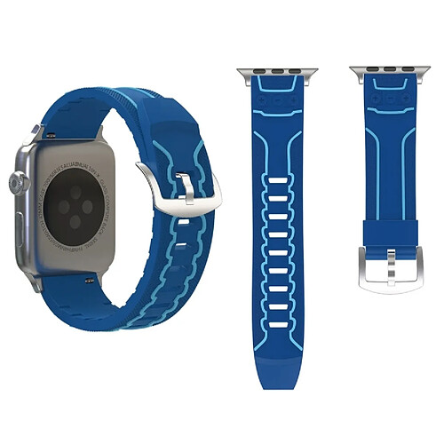 Wewoo Bracelet bleu pour Apple Watch Series 3 & 2 & 1 42mm Mode Electrocardiogramme Motif Silicone Montre