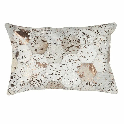 Paris Prix Coussin Design en Cuir Spark 40x60cm Ivoire & Chrome