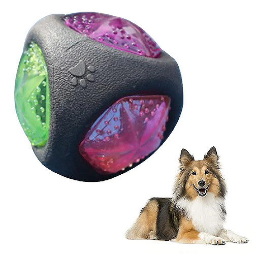 Jouet boule pour chien avec lumière led et grincement, balle pour chien, jouet pour chien, balle de jeu pour chien, phosphorescent en couleurs changeantes, fait de caoutchouc thermoplastique