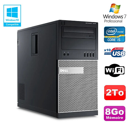 PC Tour Dell Optiplex 7010 Core I5-3470 3.2Ghz 8Go Disque 2To DVD WIFI Win 7 · Occasion