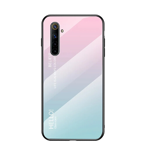 Coque en TPU hybride de couleur dégradé rose/cyan pour votre Realme 6