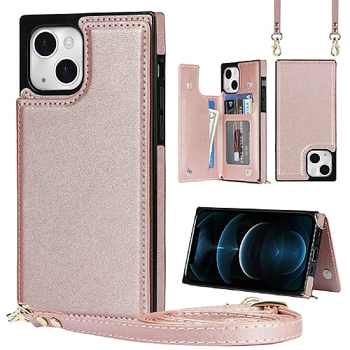 Coque en TPU + PU avec fonction de blocage RFID anti-vol, auto-absorbée or rose pour votre iPhone 13 6.1 pouces