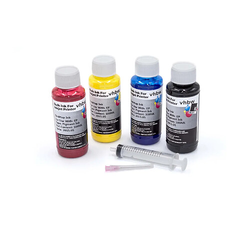 vhbw Encre de recharge en lot noir, cyan, magenta, jaune pour Epson Stylus SX435, SX435W, SX440, SX440W, SX445W.