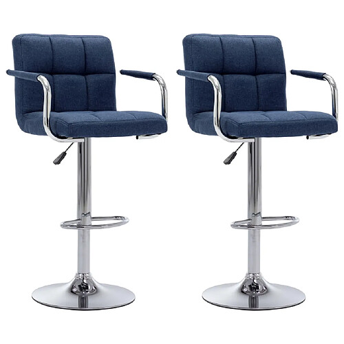 vidaXL Chaises de bar lot de 2 bleu tissu